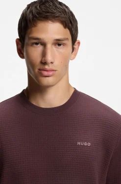 Waffle-structured pyjama T-shirt with embroidered logo
