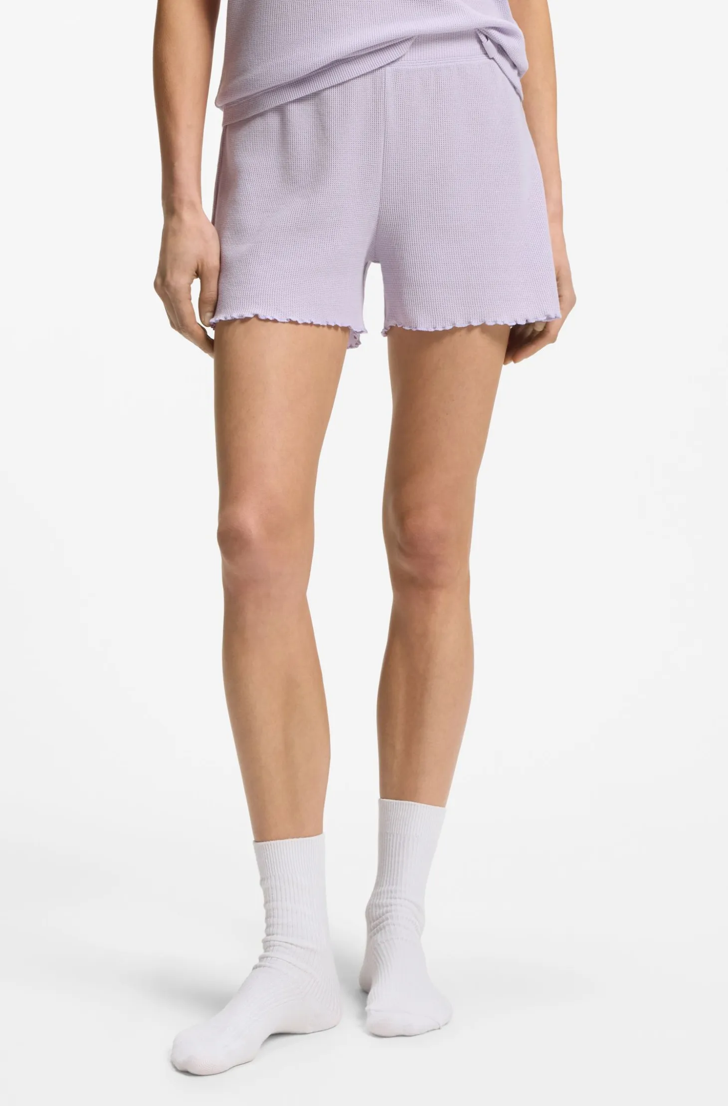 Waffle-structure pyjama shorts in a cotton blend