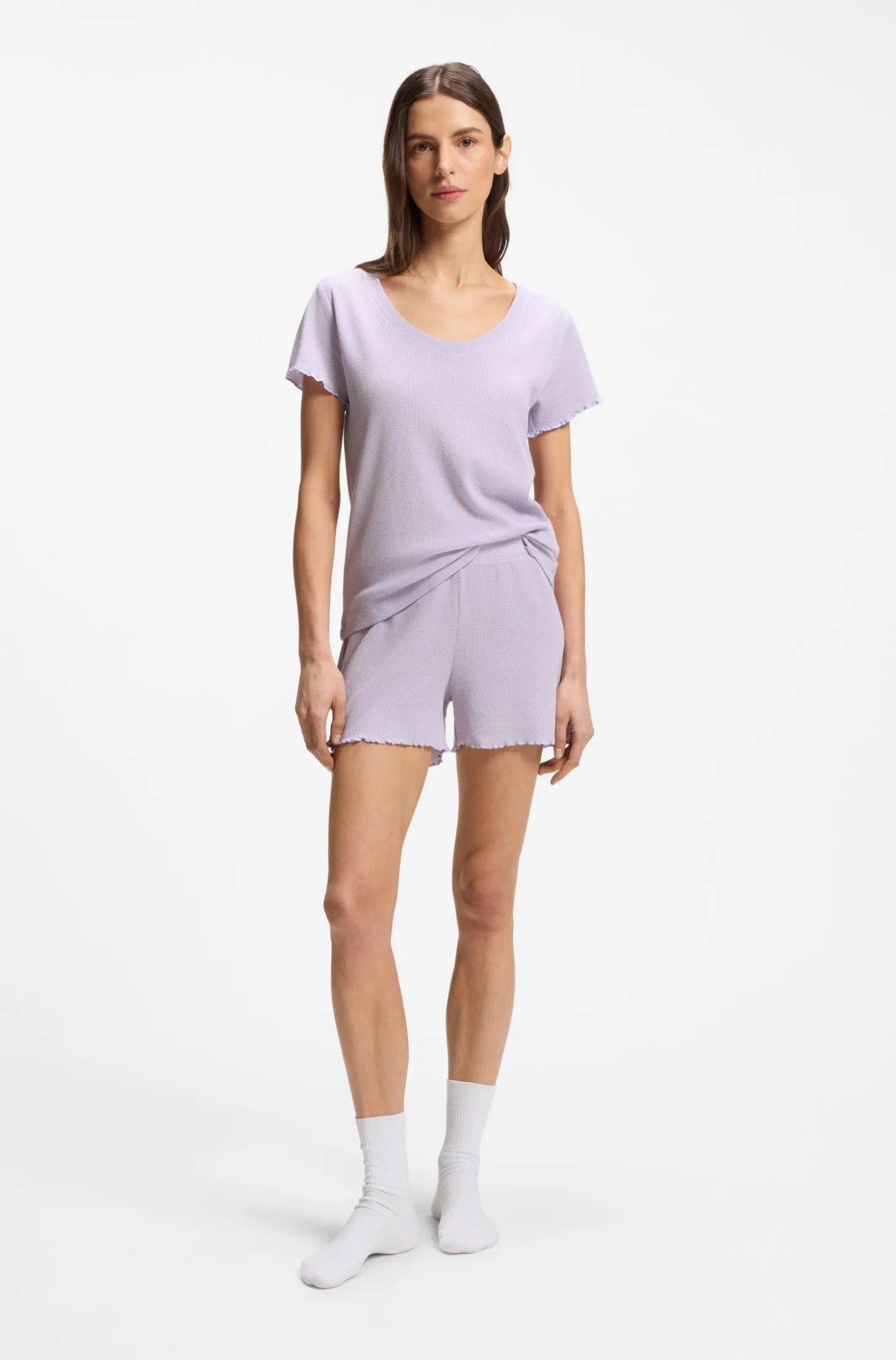 Waffle-structure pyjama shorts in a cotton blend