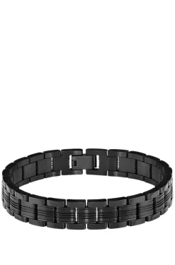 Watch-style cuff in black with engraved logo