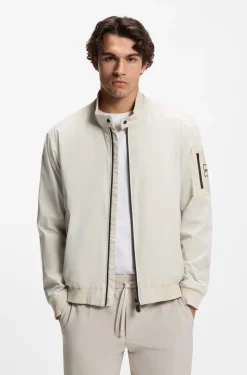 Water-repellent blouson jacket with double piping