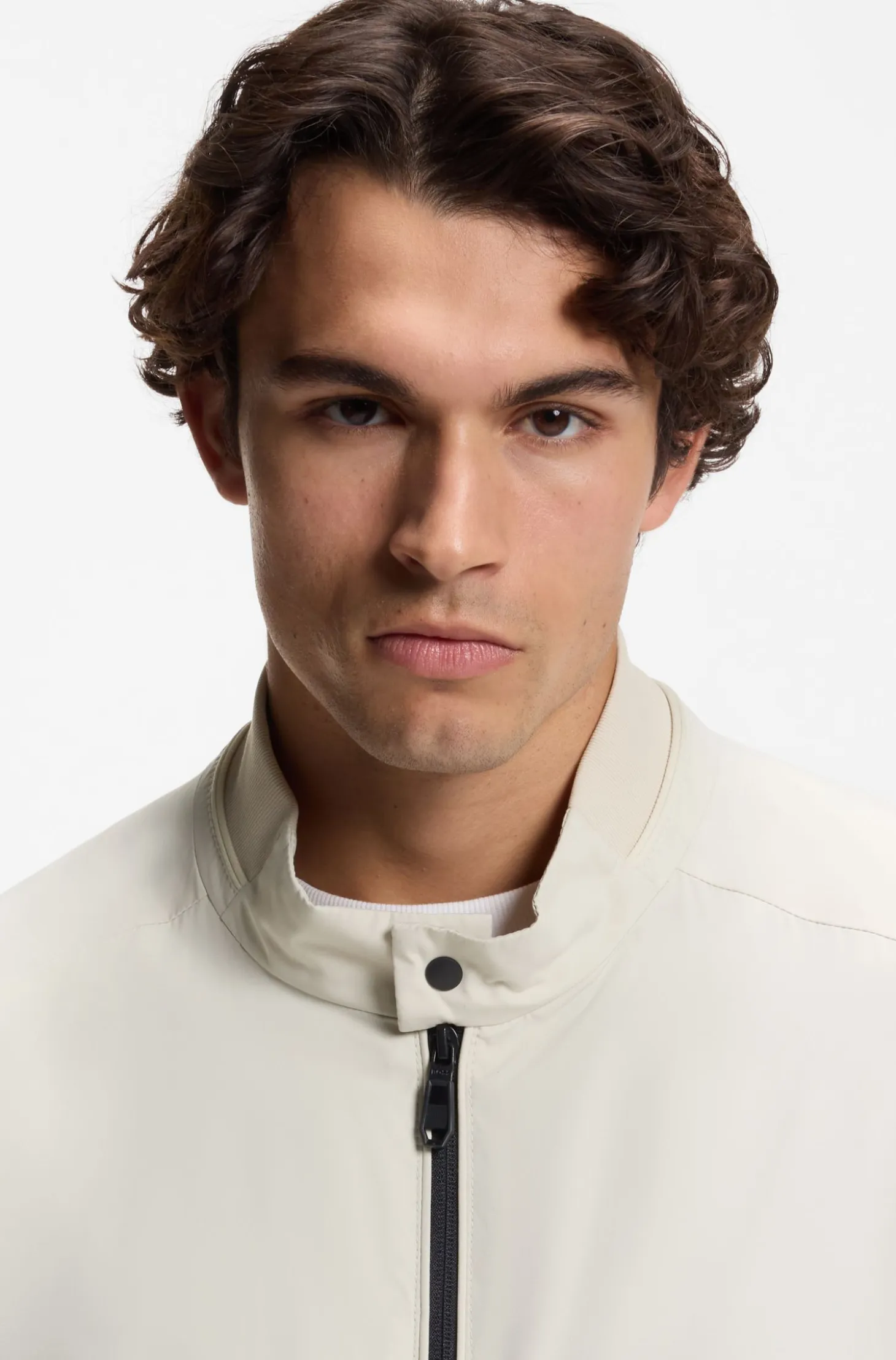 Water-repellent blouson jacket with double piping