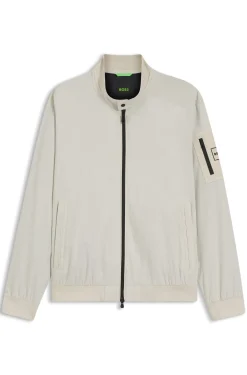 Water-repellent blouson jacket with double piping