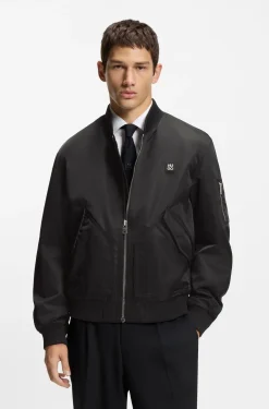 Water-repellent bomber jacket with stacked logo