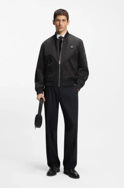 Water-repellent bomber jacket with stacked logo