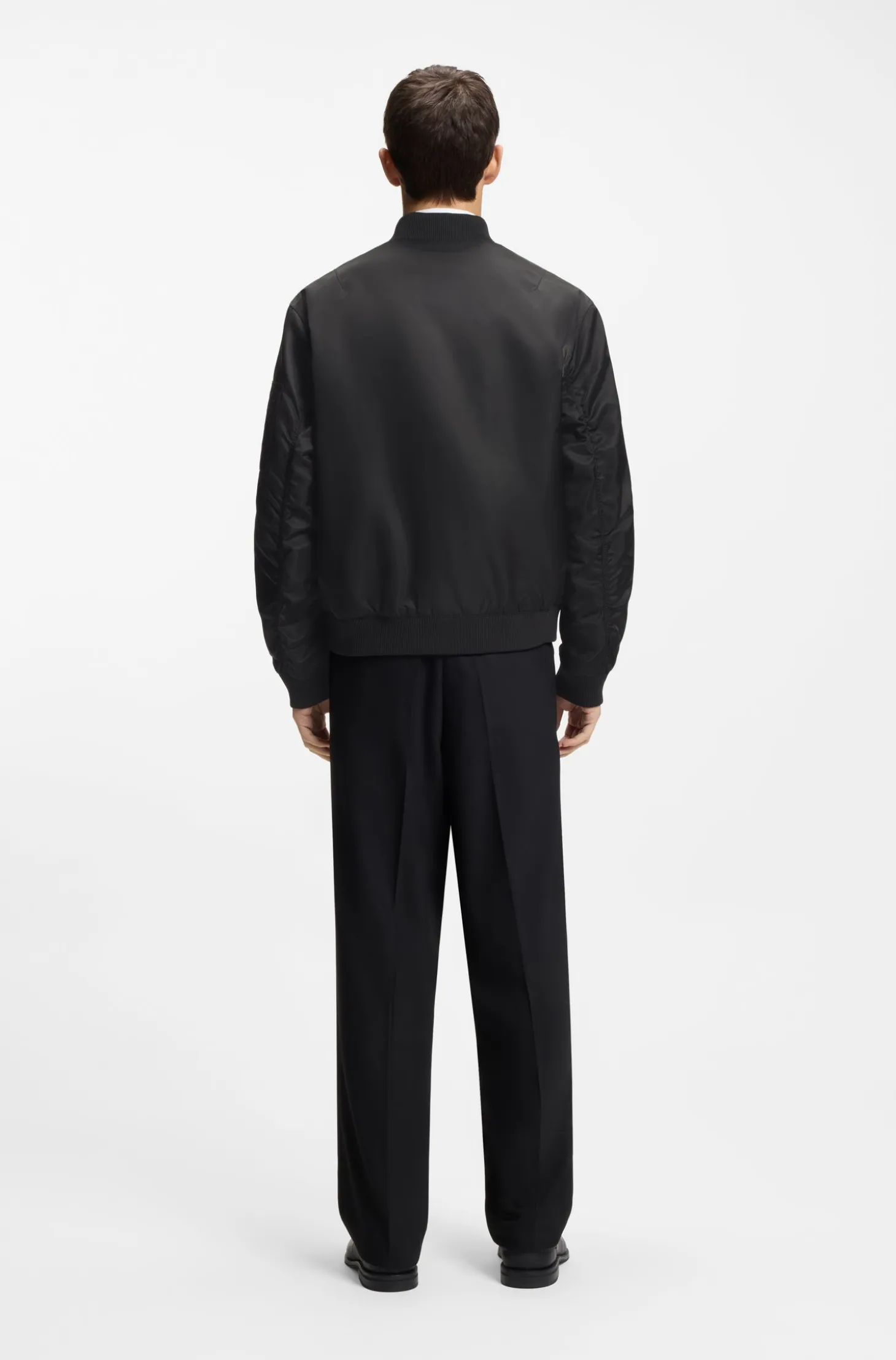 Water-repellent bomber jacket with stacked logo