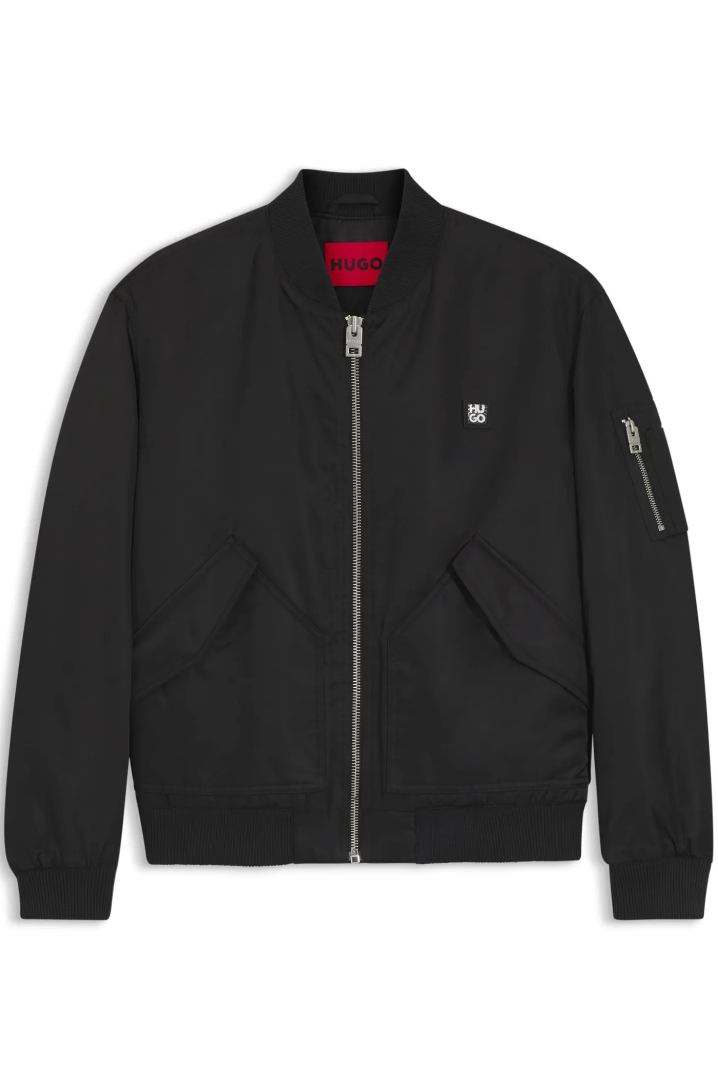 Water-repellent bomber jacket with stacked logo