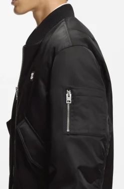 Water-repellent bomber jacket with stacked logo