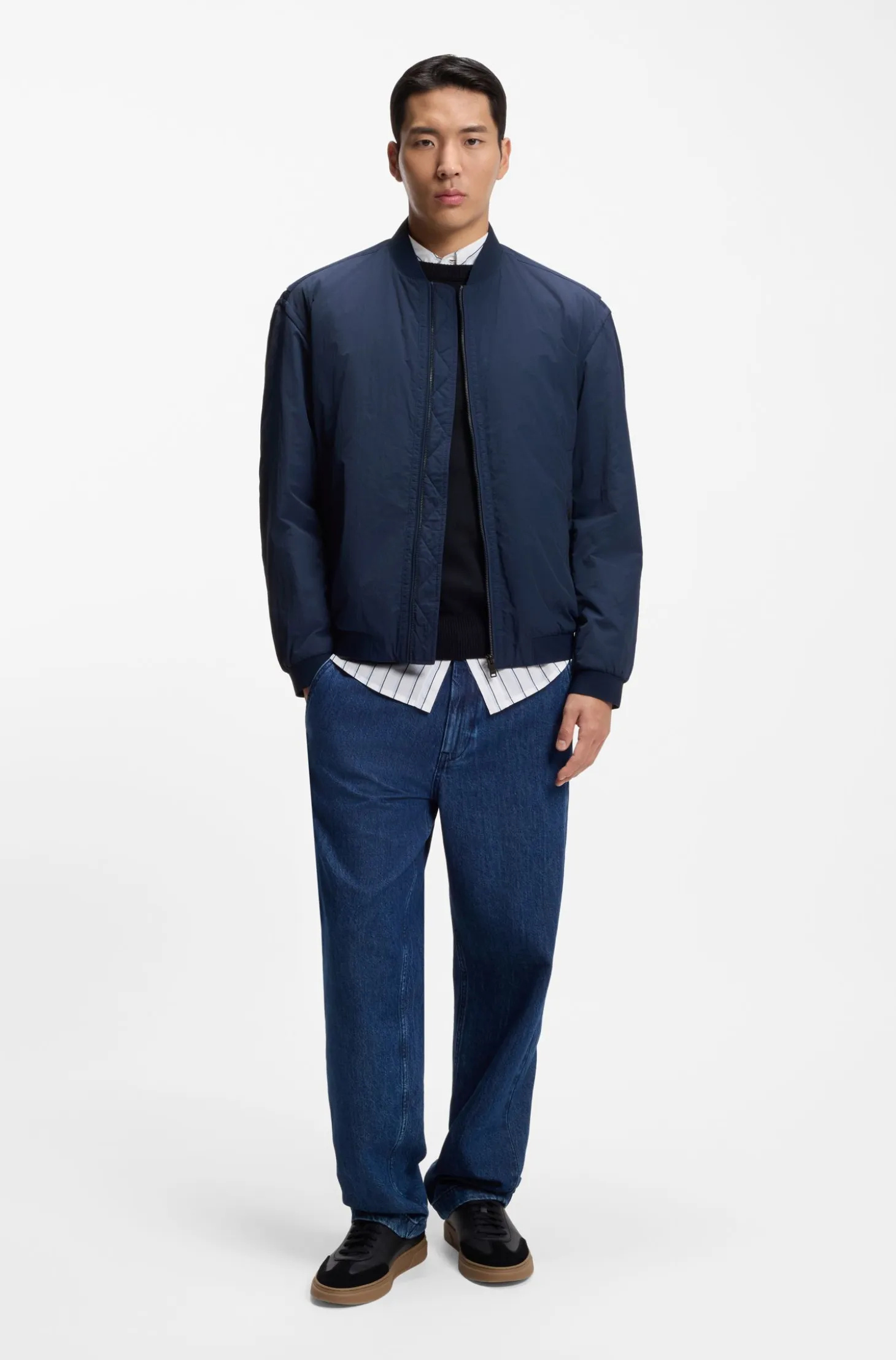 Water-repellent bomber jacket in soft-touch fabric