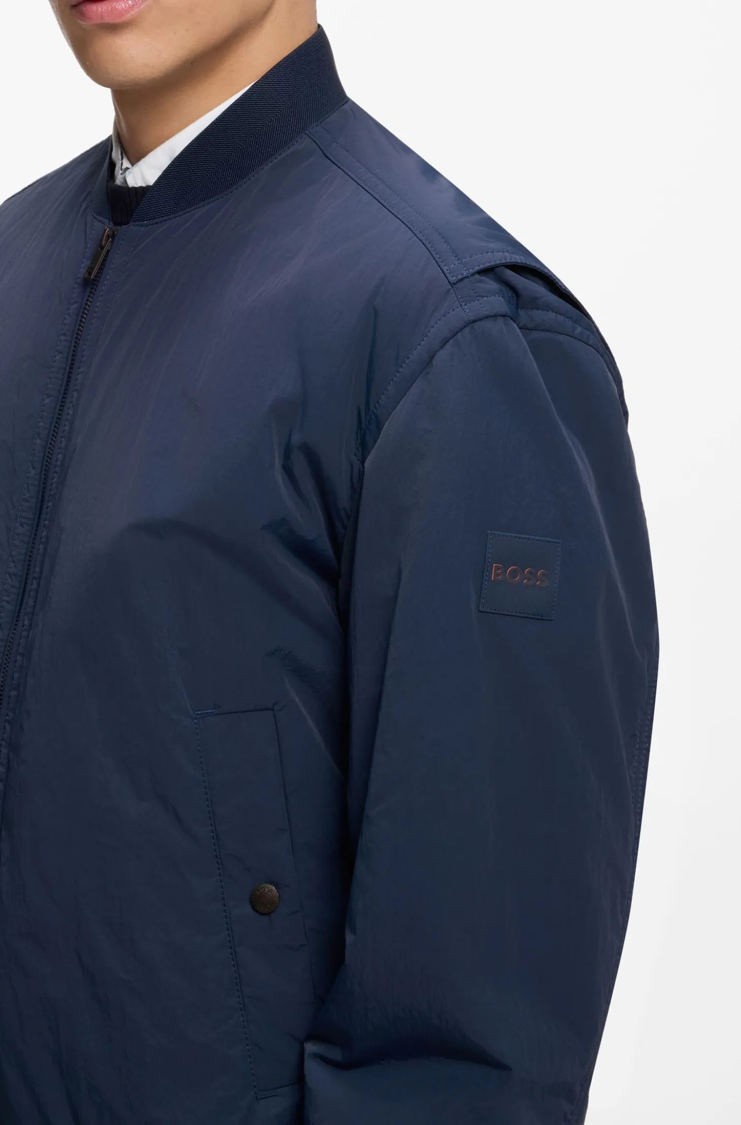 Water-repellent bomber jacket in soft-touch fabric