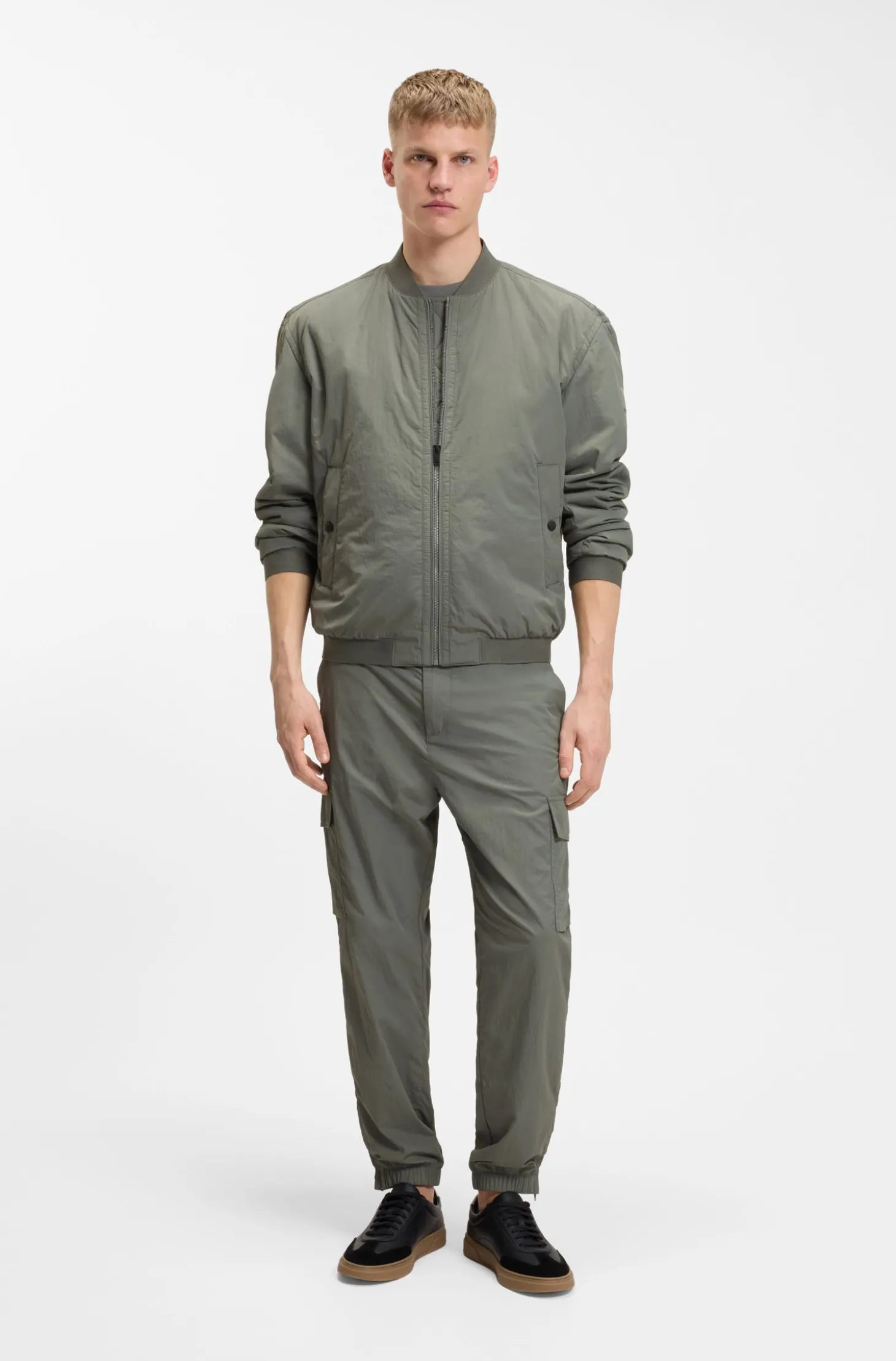 Water-repellent bomber jacket in soft-touch fabric