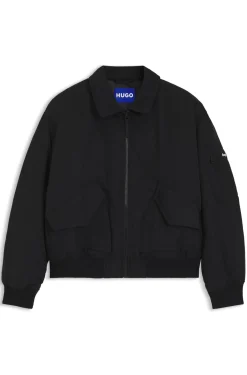 Water-repellent bomber jacket with zipped sleeve pocket