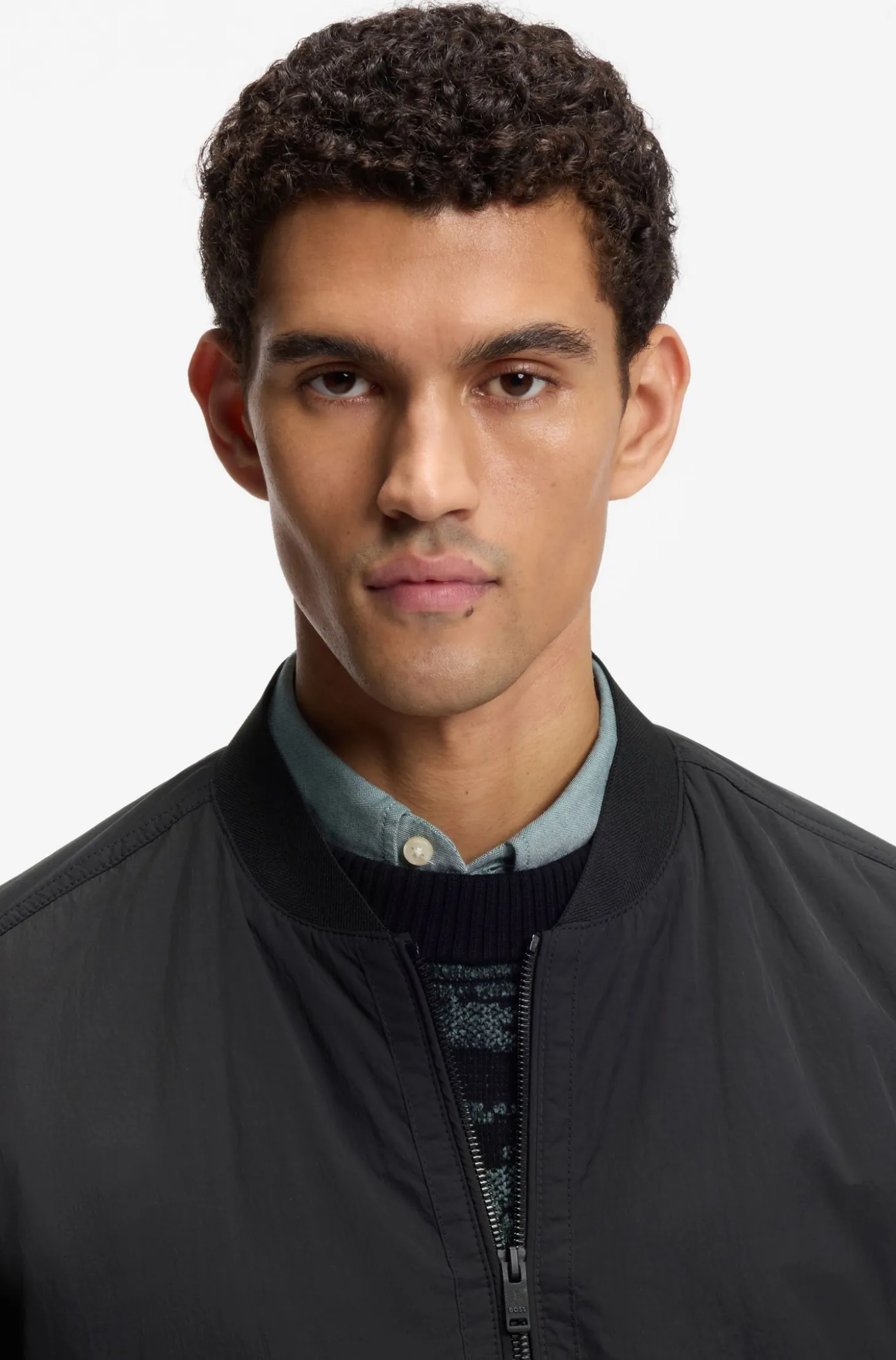 Water-repellent bomber jacket in soft-touch fabric