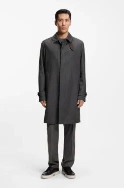 Water-repellent coat in virgin wool