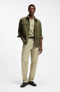 Water-repellent field jacket with checked lining