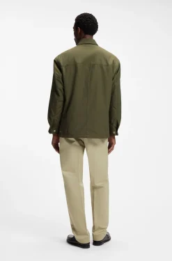 Water-repellent field jacket with checked lining