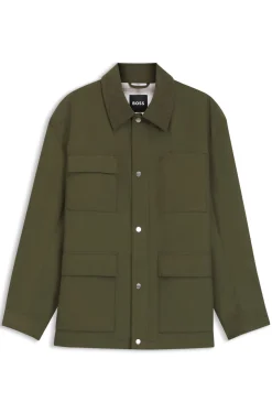 Water-repellent field jacket with checked lining