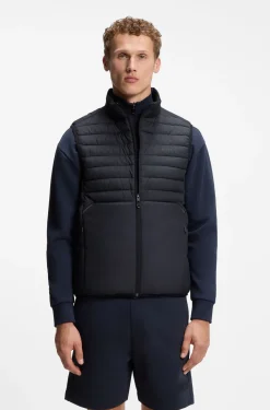 Water-repellent gilet with decorative reflective accents