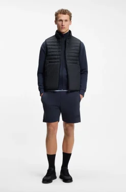 Water-repellent gilet with decorative reflective accents