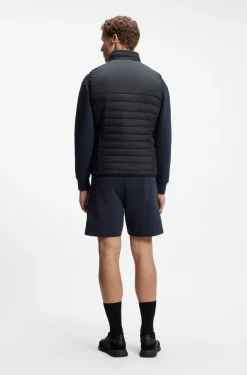 Water-repellent gilet with decorative reflective accents