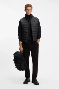 Water-repellent gilet with logo patch