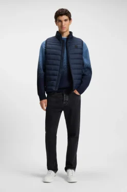 Water-repellent gilet with logo patch