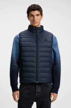 Water-repellent gilet with logo patch