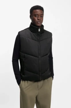 Water-repellent gilet with tonal logo