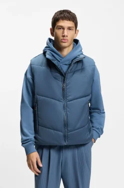 Water-repellent gilet with tonal logo