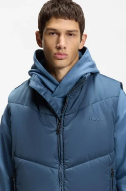 Water-repellent gilet with tonal logo