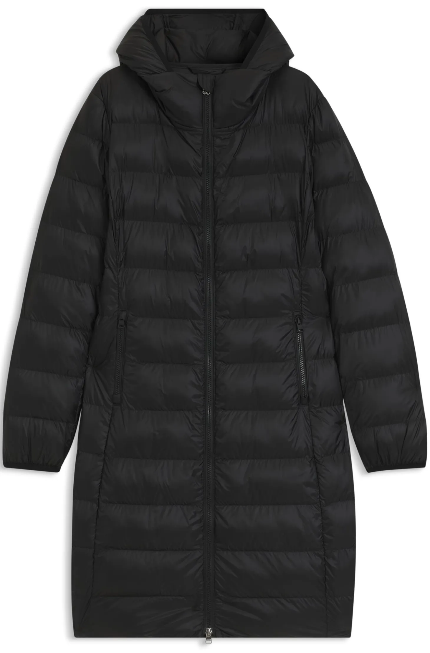 Water-repellent hooded coat with lightweight padding