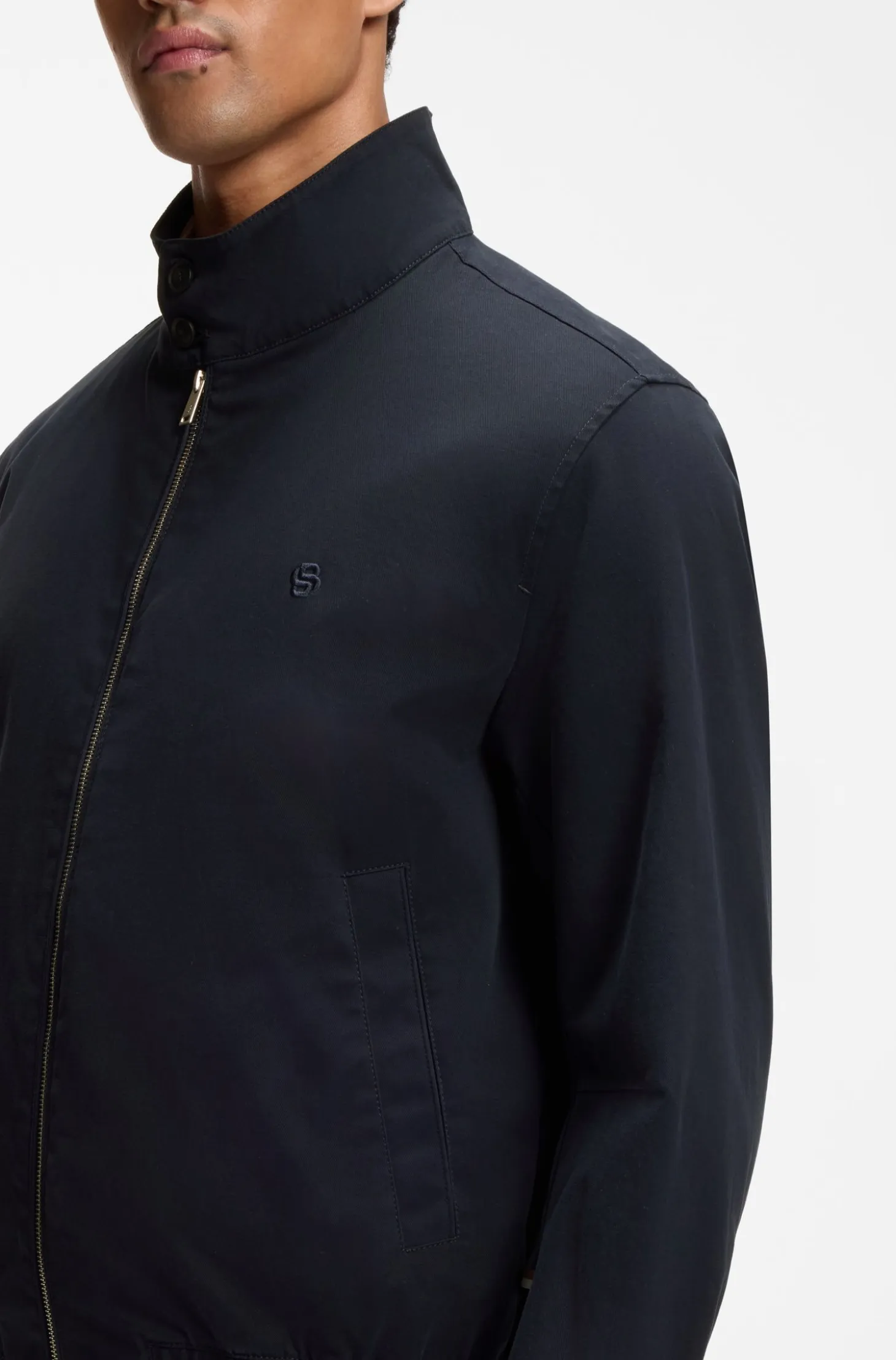 Water-repellent jacket in mercerised stretch cotton