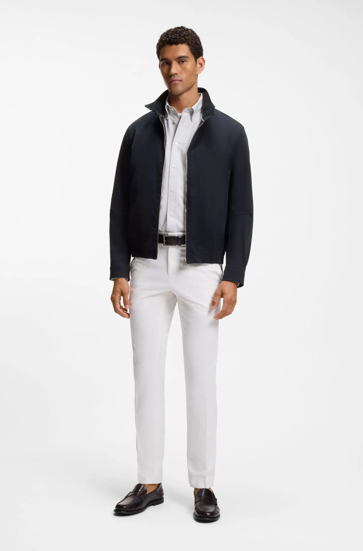 Water-repellent jacket in mercerised stretch cotton