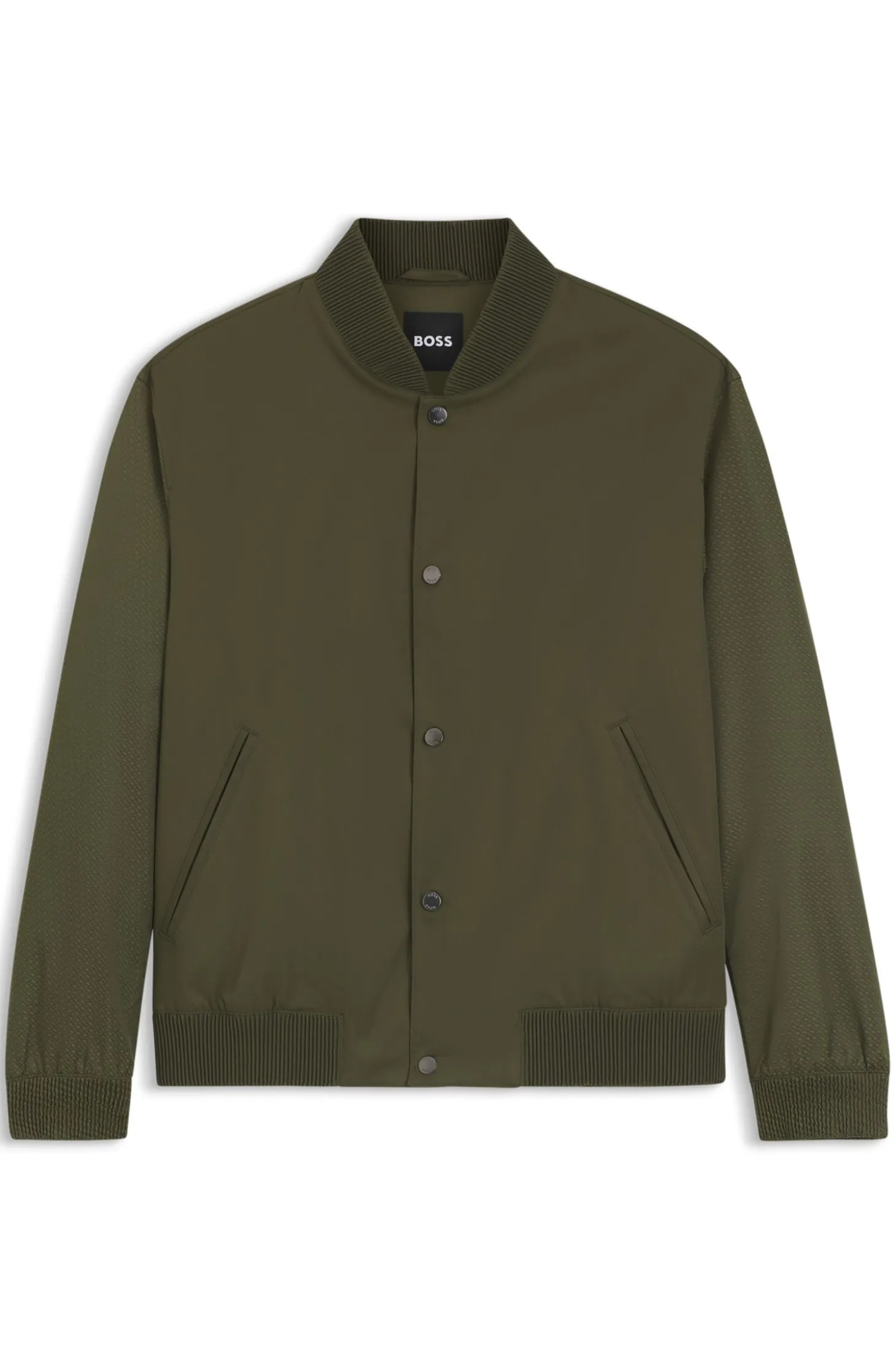 Water-repellent jacket with monogram-pattern sleeves