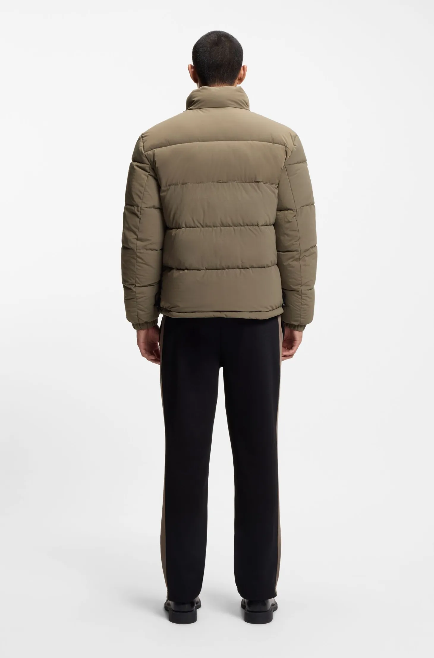 Water-repellent padded jacket with logo patch