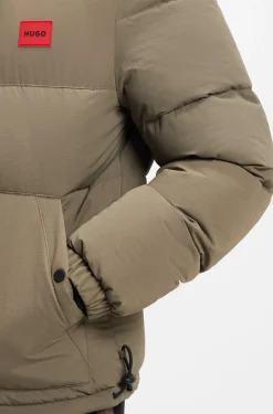 Water-repellent padded jacket with logo patch