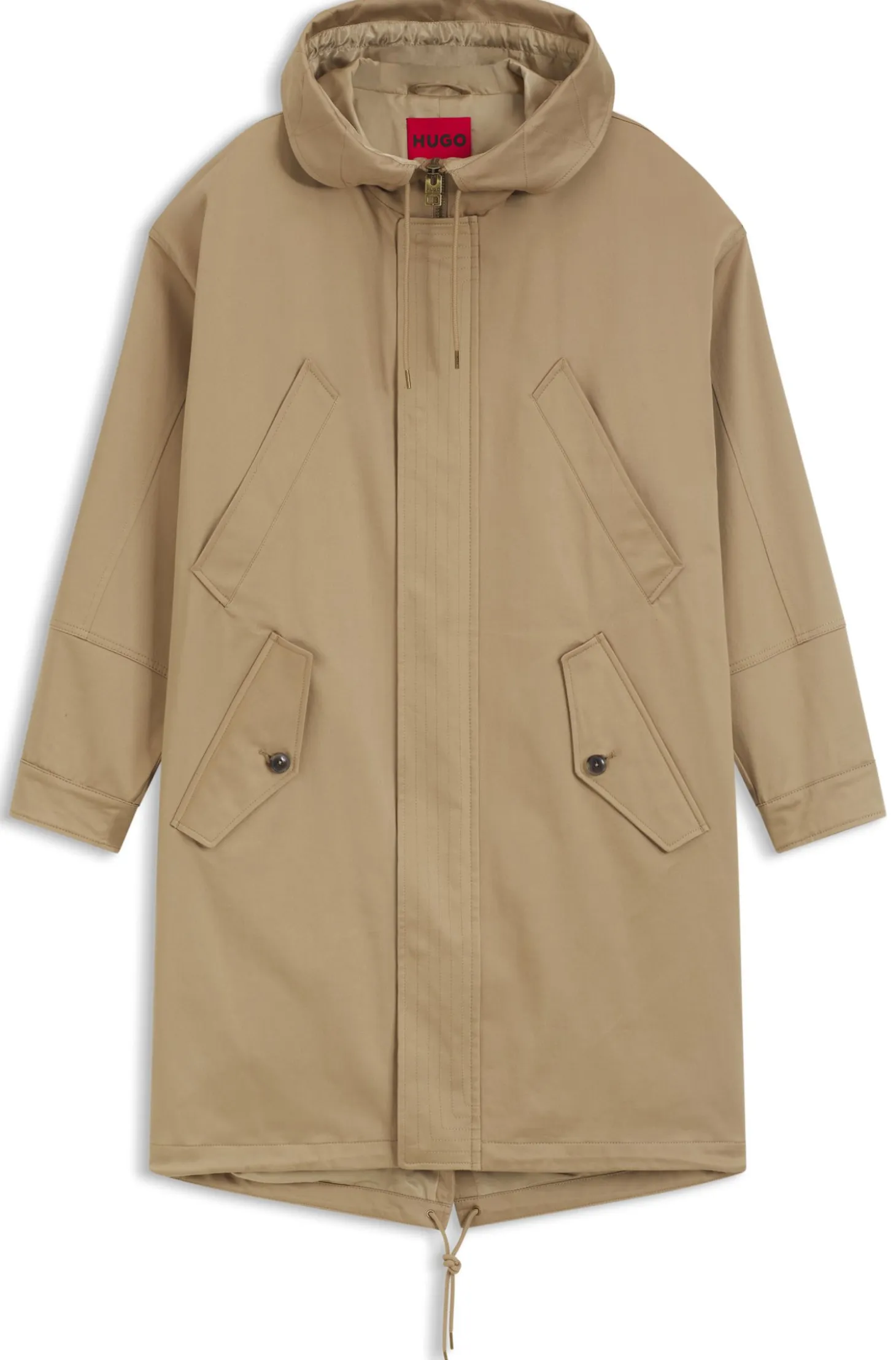 Water-repellent parka in stretch-cotton satin