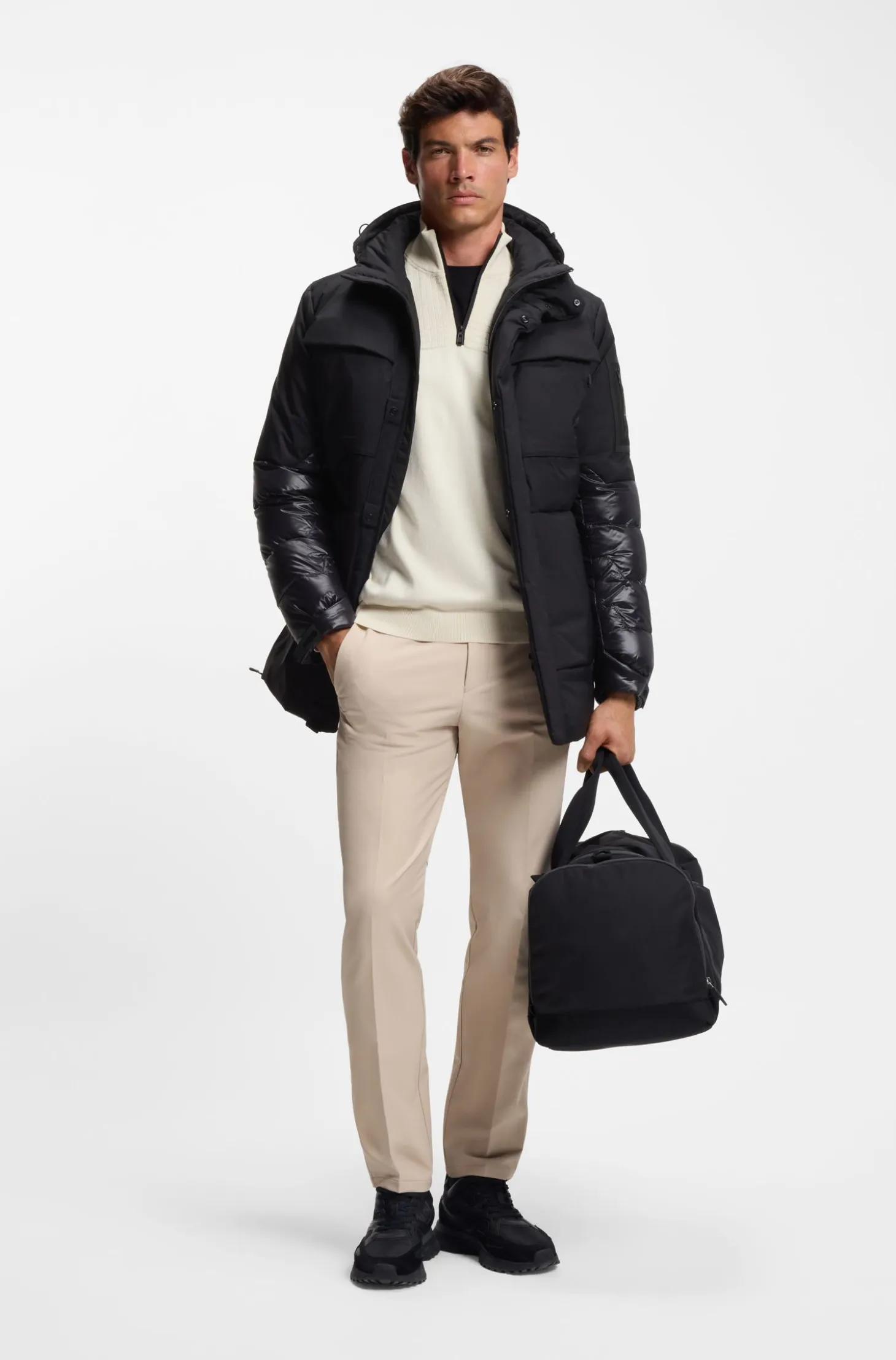 Water-repellent parka jacket with down filling