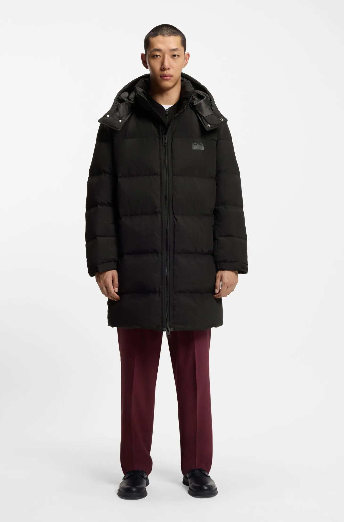 Water-repellent puffer coat with down filling