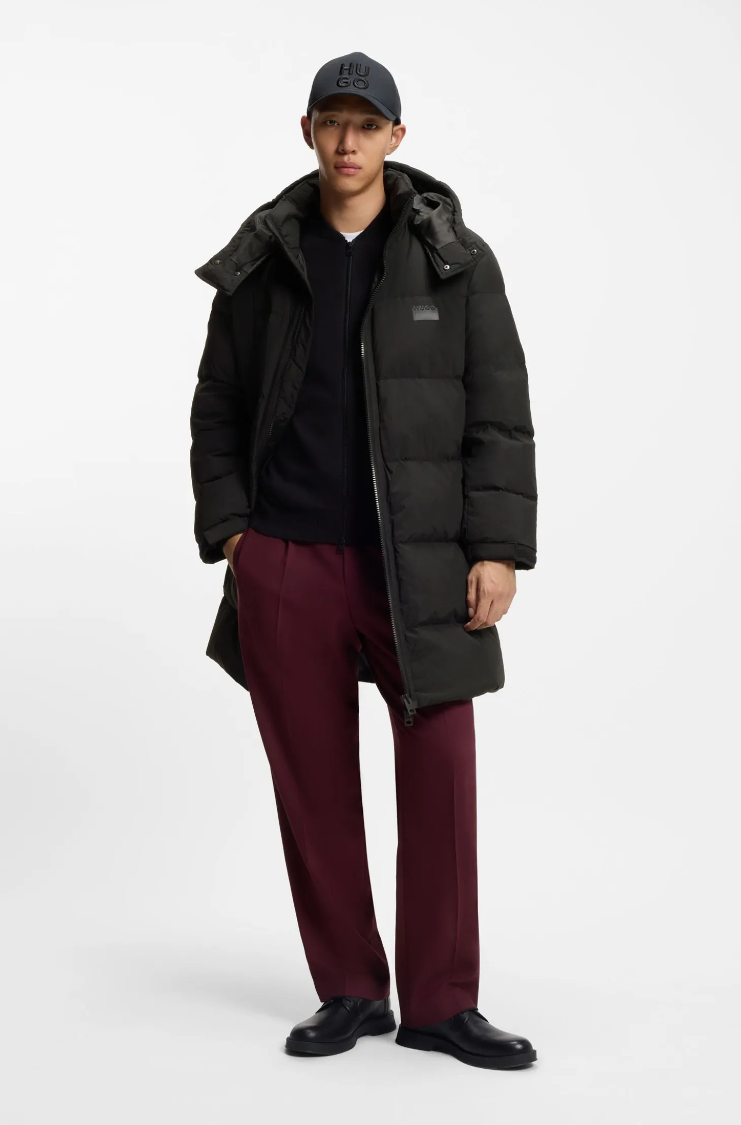 Water-repellent puffer coat with down filling