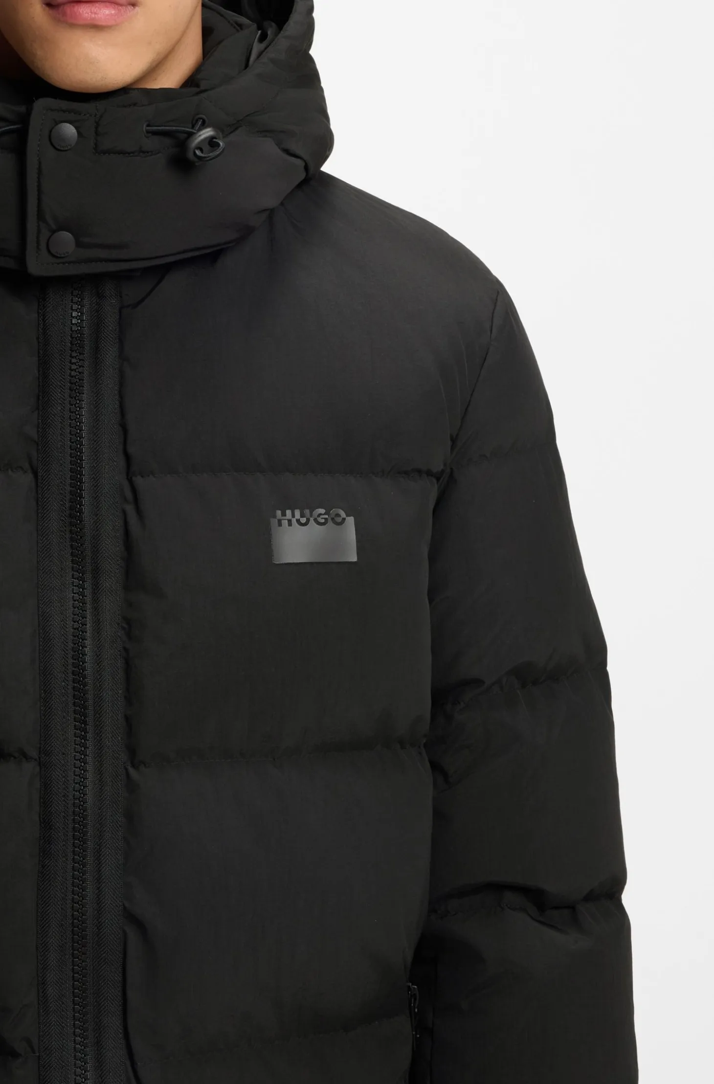 Water-repellent puffer coat with down filling