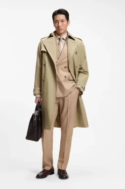 Water-repellent trench coat in cotton twill