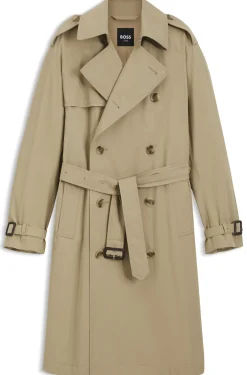 Water-repellent trench coat in cotton twill
