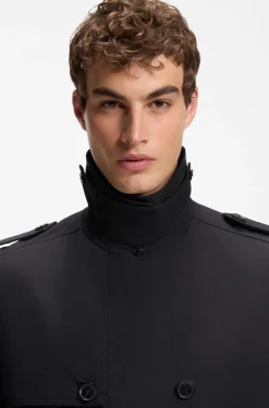 Water-repellent trench coat in cotton-blend twill