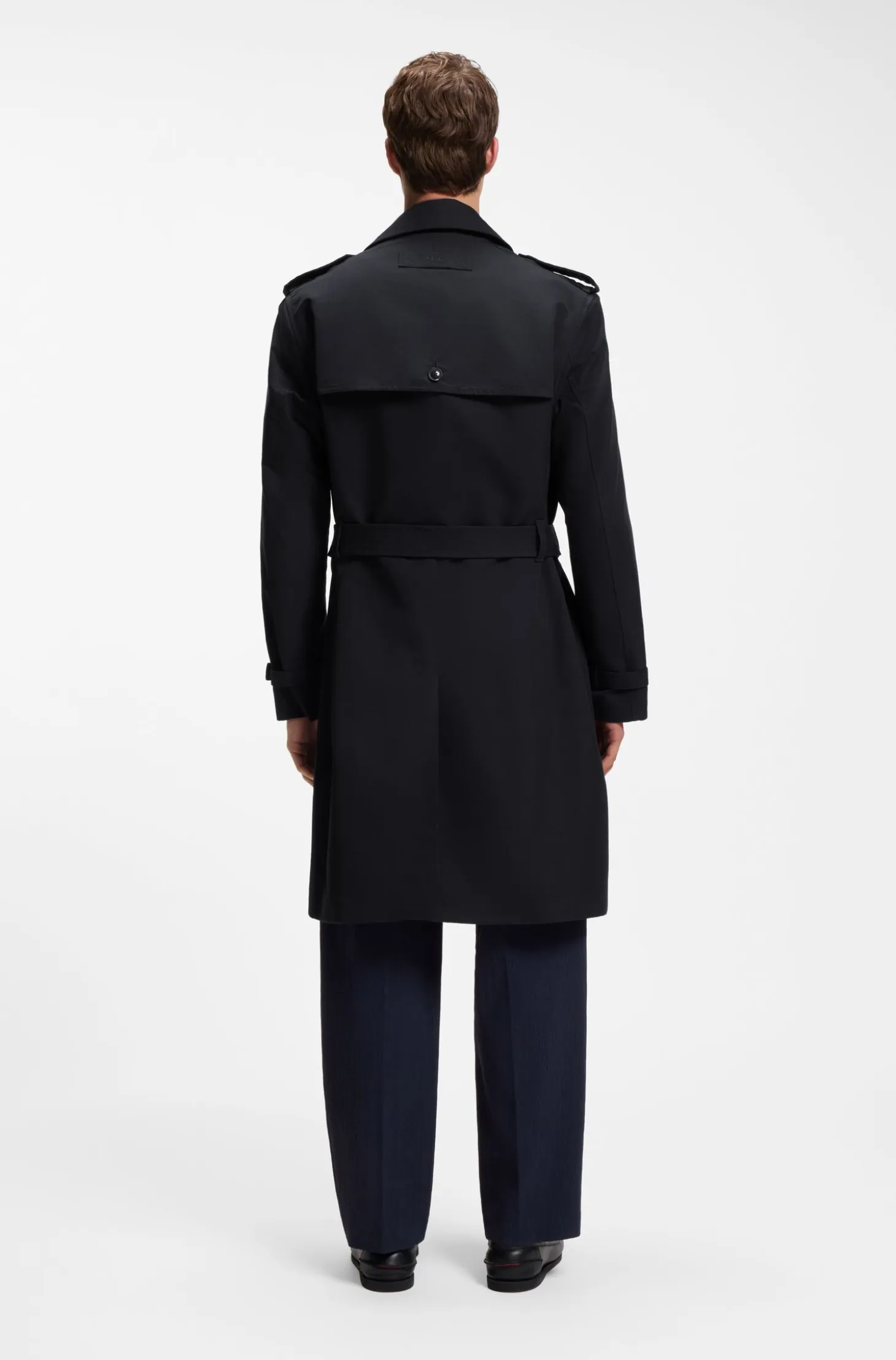 Water-repellent trench coat in cotton-blend twill