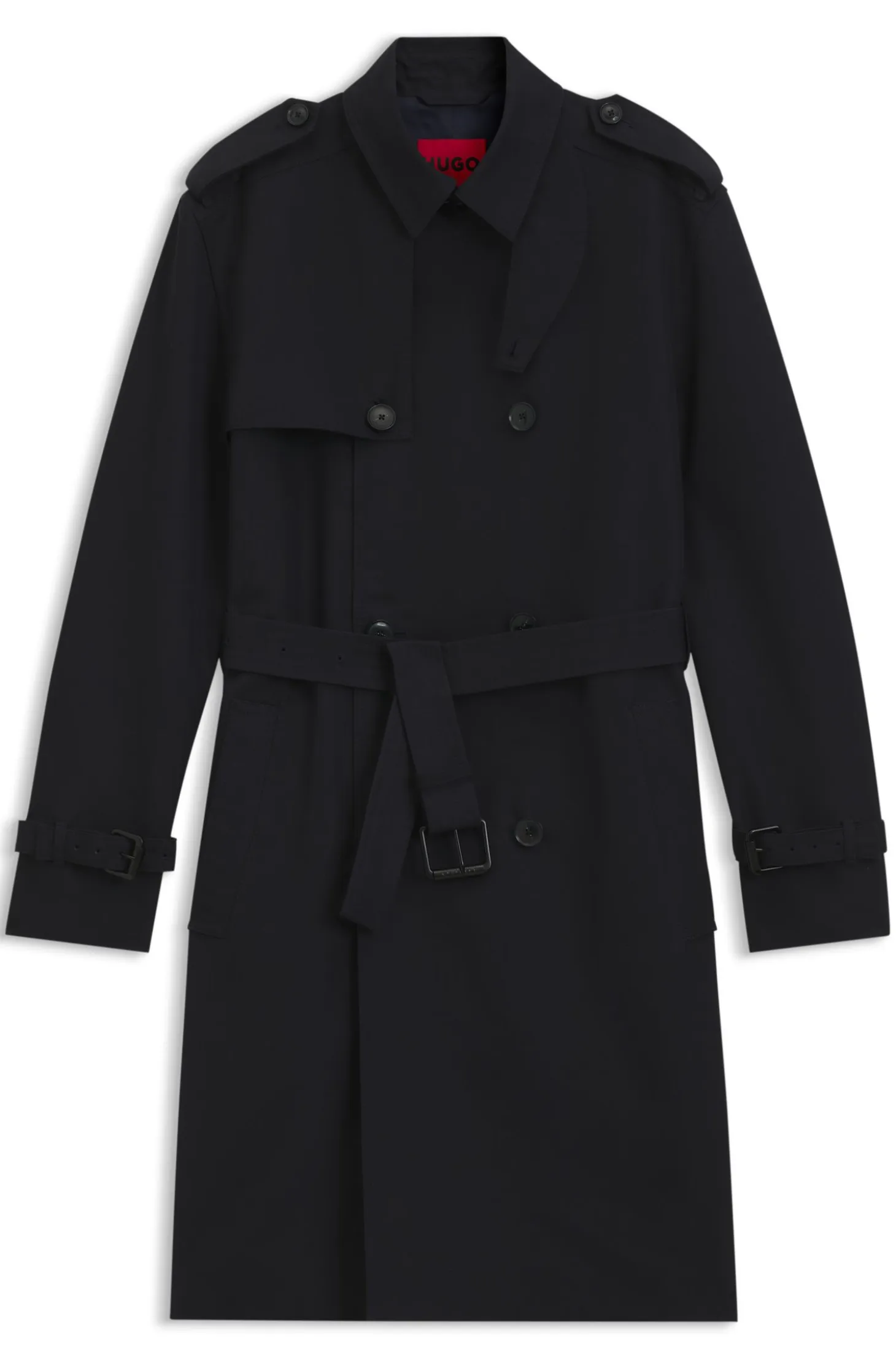 Water-repellent trench coat in cotton-blend twill