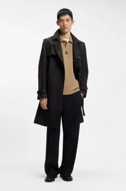 Water-repellent trench coat in cotton-blend twill