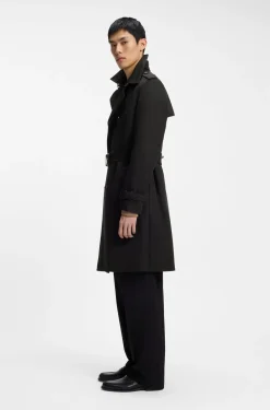 Water-repellent trench coat in cotton-blend twill