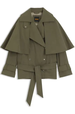 Water-repellent trench coat with belt