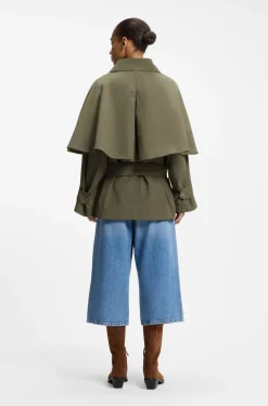 Water-repellent trench coat with belt